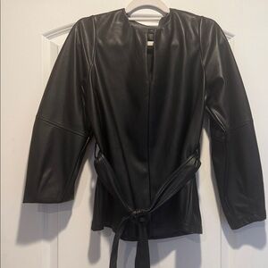 Banana Republic Black Leather top with tie wrap